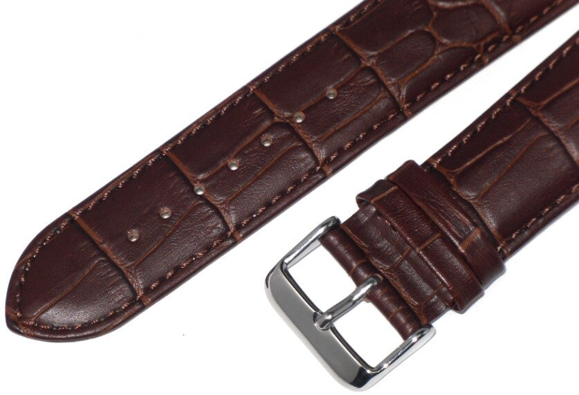 Watch Band D.Brown Genuine Leather  Alligator Grains Padded 26mm(Super Quality) 