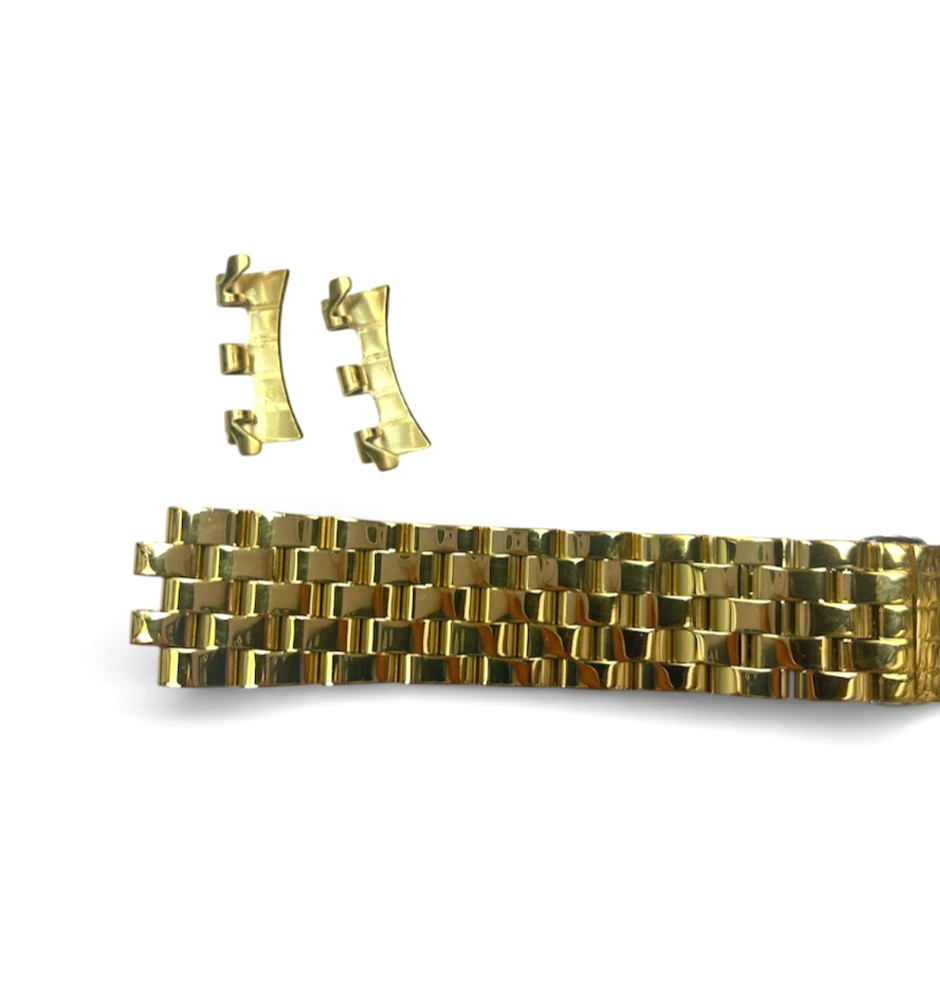 Top Quailty,Stainless Steel Gold-tone Curved end Band 18mm for Highend Watches