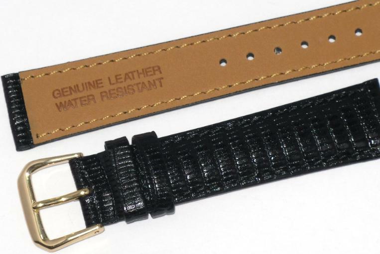  Lot of 6 Bands 24MM Genuine Leather Lizard Grain Padded Black High Quality