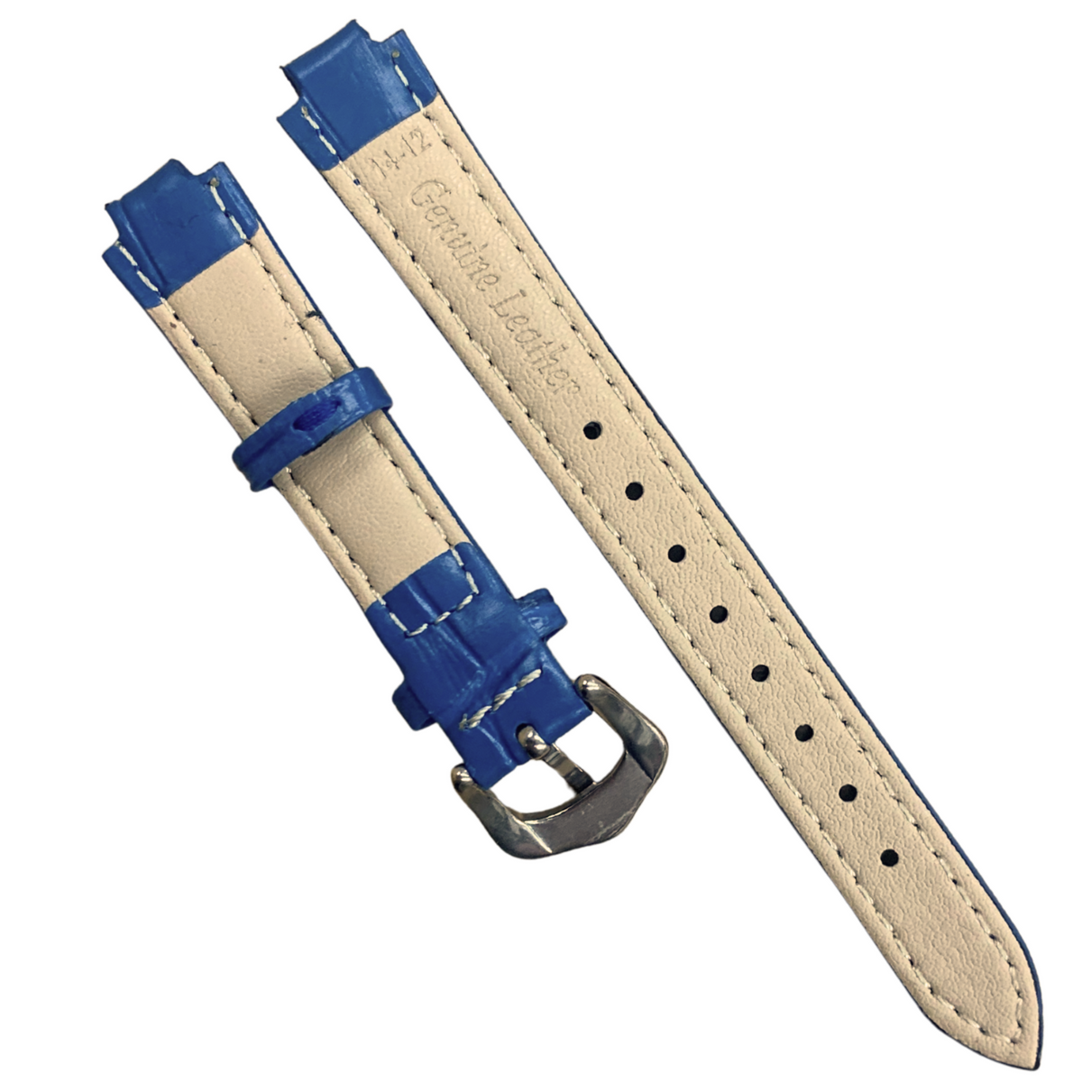 22mm Blue Genuine leather Band Strap Crocodile-Style w/ Buckle