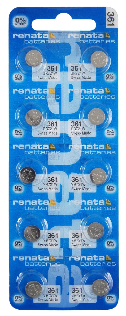 Ten (10)  Renata 361 Watch Battery  SR721W  SWISS MADE, 0% MERCURY