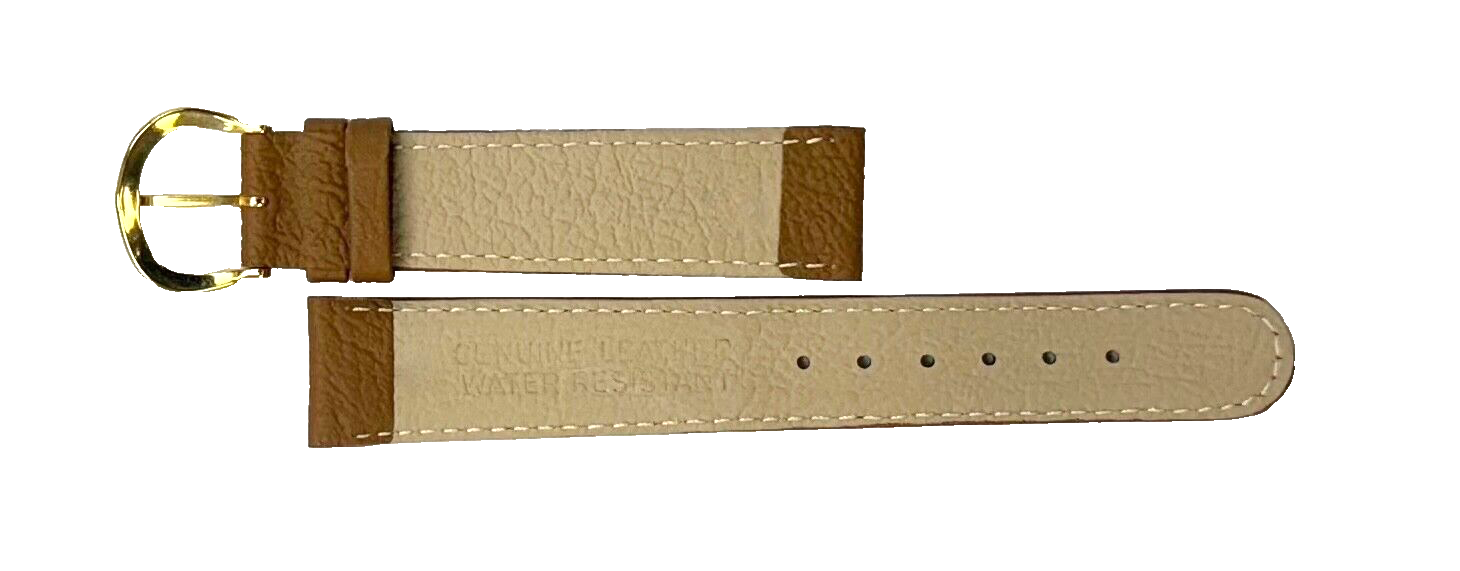 Lot of 6 bands, 20x16MM Brown (TAN) Genuine Leather Grain Watch Band, Stitches