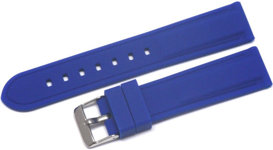 20 MM Blue color Silicone watch band silver buckle with spring bars