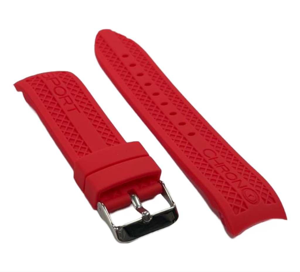 MULTICOLORS CURVED END RUGGED SILICONE SUPPORT WATCH BANDS, RUBBER STRAP 22MM