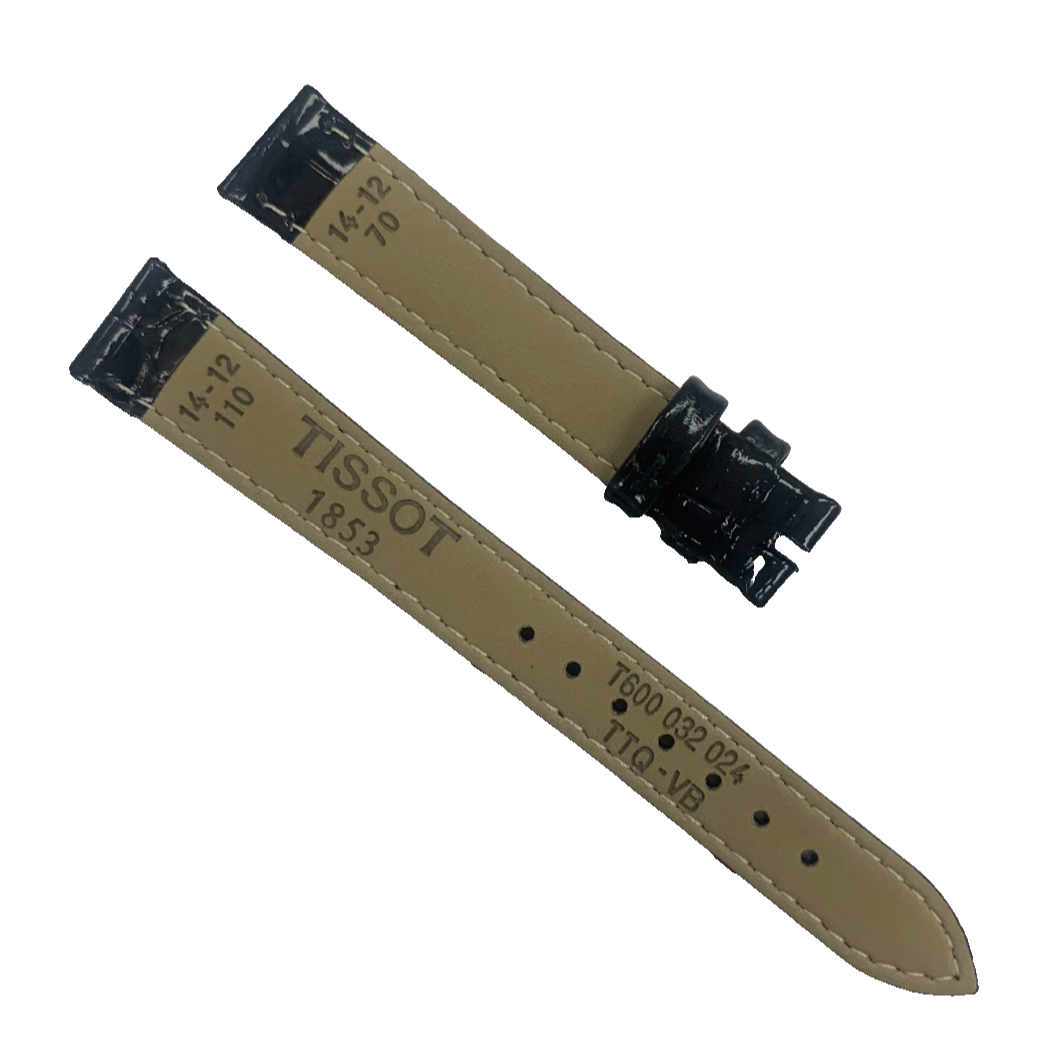 Leather Watch Band Padded 14mm Alligator Grain No Buckle For Tissot T600032024