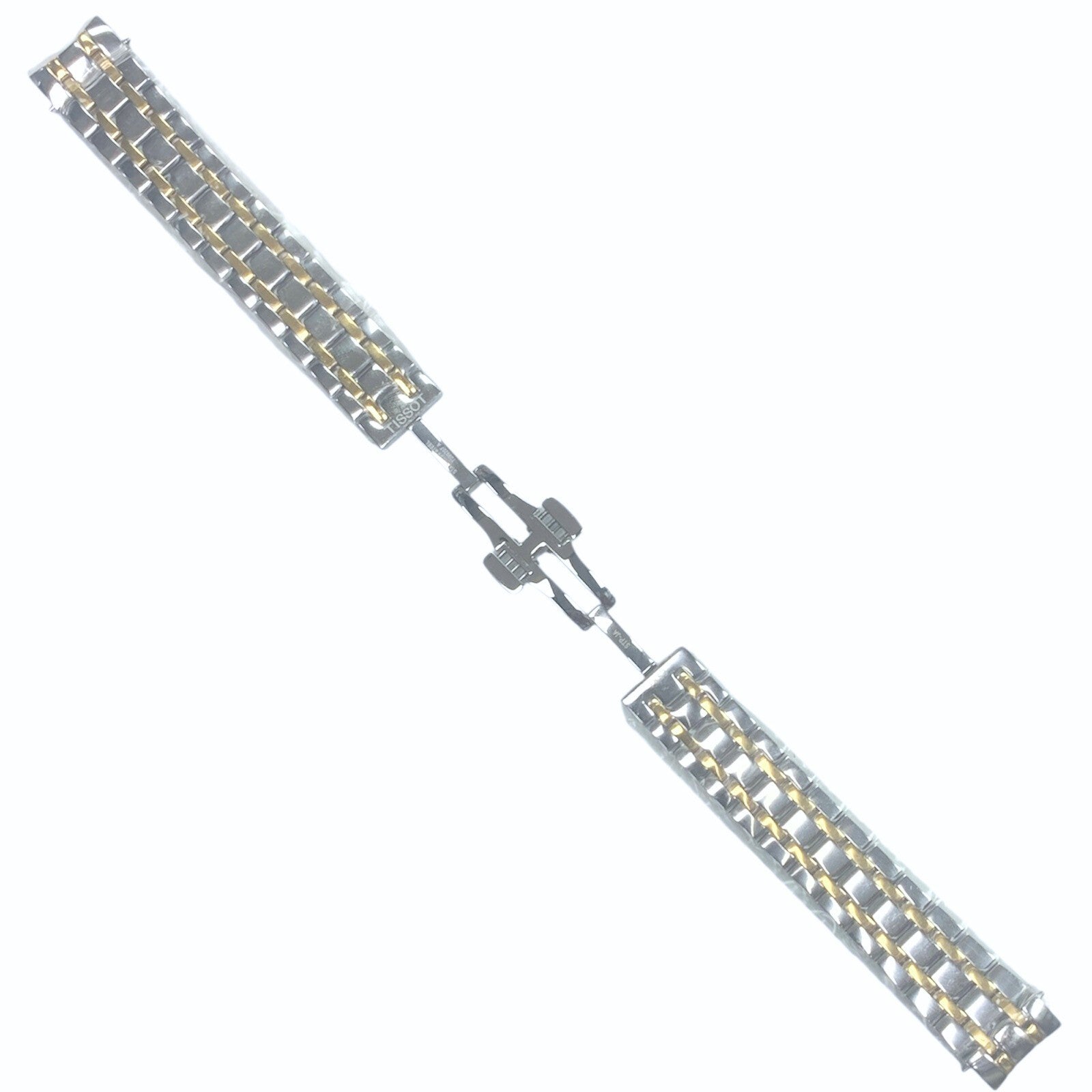 16mm Steel Watch Band Bracelet- Gold Center Links -Curved End For Tissot STP-JA