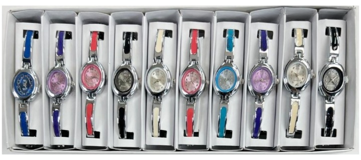 10pcs Set Women's Fashion Steel Band A01 Quartz Watch Multi-Color Bracelet