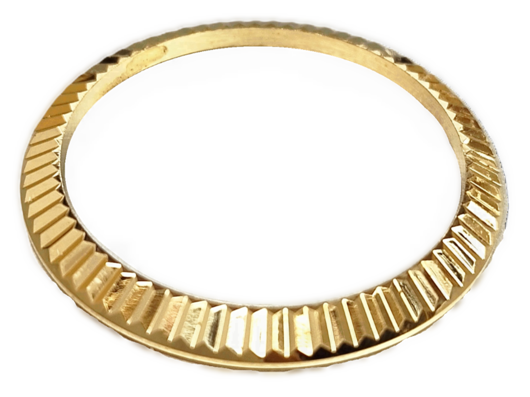 FLUTED WATCH BEZEL 36x30 MM FITS TO ROLEX DATEJUST, COLOR GOLD