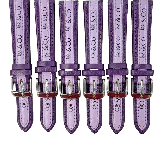 LO&CO Watch Band 16mm Regular Purple Genuine Leather  Stitched, Padded (Lot of 6