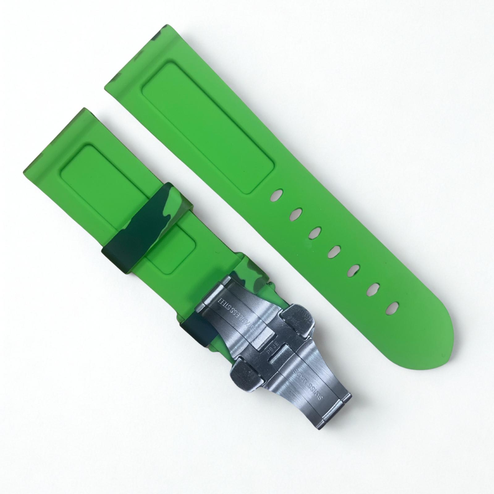 Rubber Watch Band 22/24mm - Light Green Camouflage Color | For PANERAI OFFICIAL