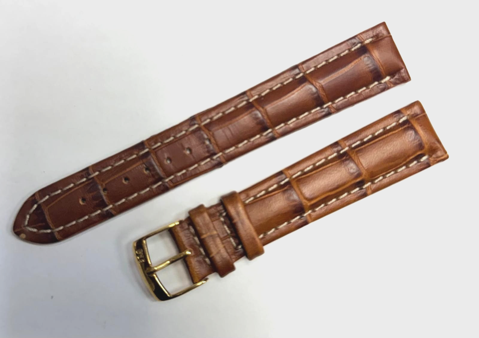 New Watch Band Brown 18MM Genuine Leather Alligator Grain Flat Slim