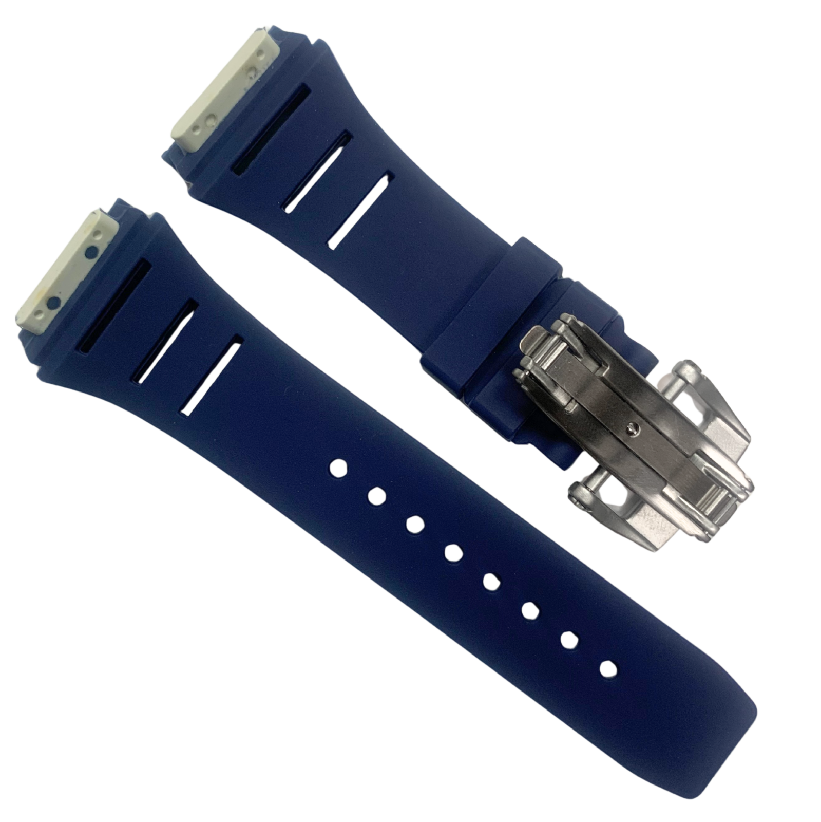 20mm Navy Blue Rubber Watch Band for Richard Mille - Screw-Type Strap w/ Buckle