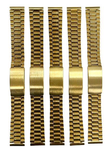 5 PCS of 18MM Classic President Style Gold Color Watch Bands with Regular Clasp