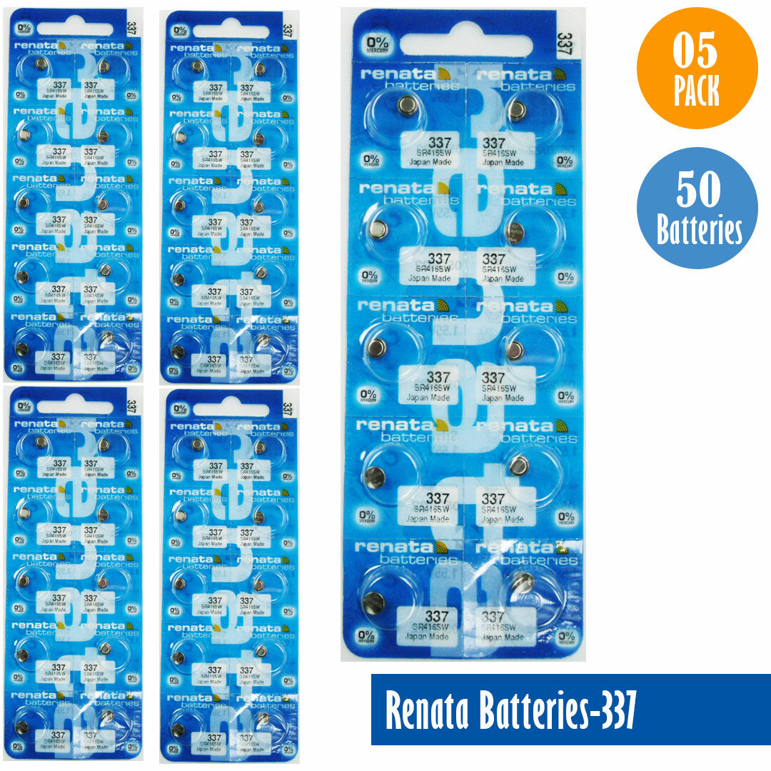 Renata 337 Watch Cell Battery SR416SW, Pack of 10 to 200
