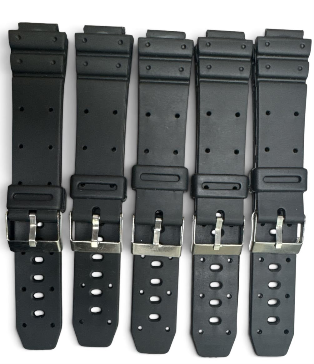 SET OF 5 14MM BLACK PLASTIC PVC WATCH BAND FOR CASIO
