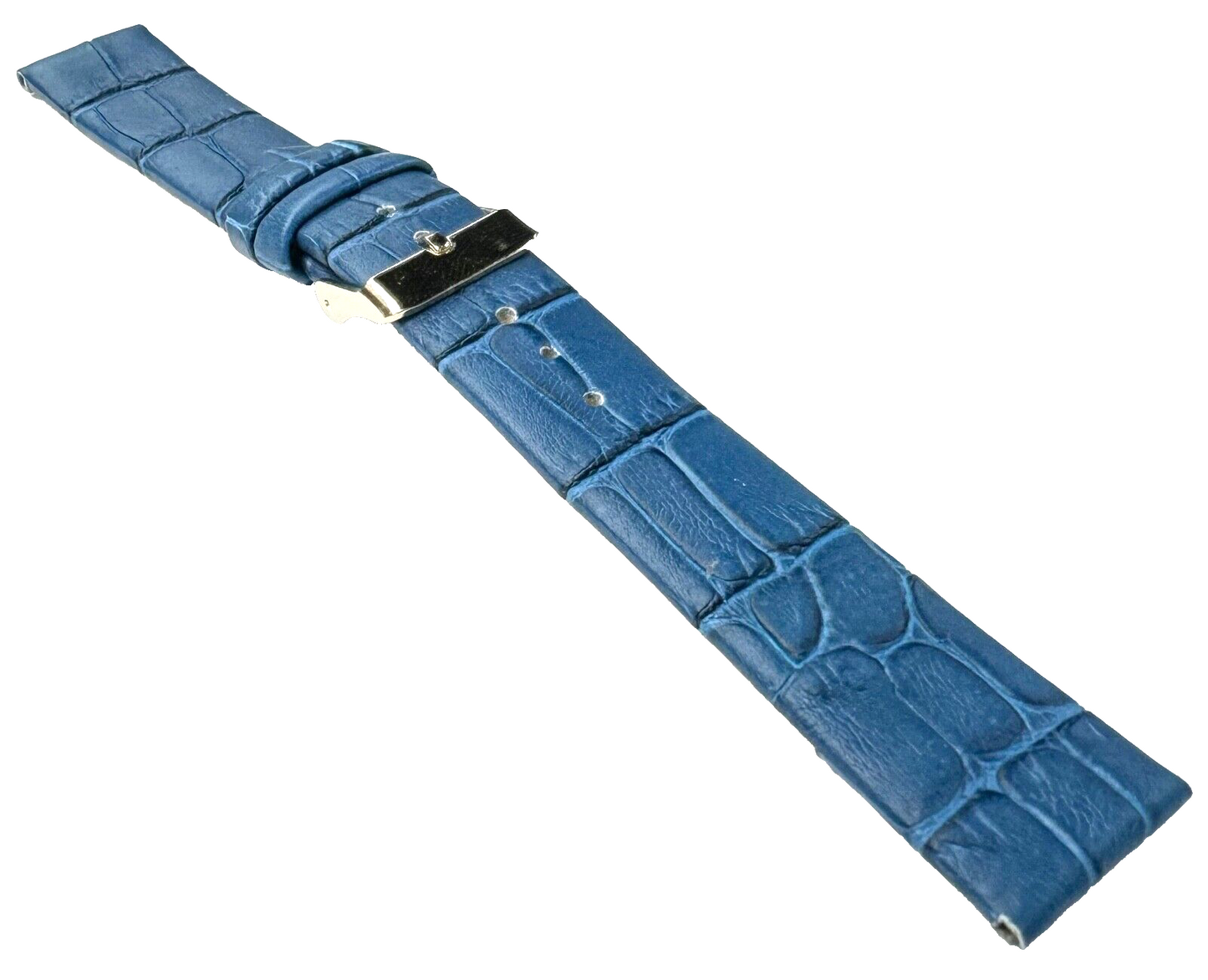 Watch Band Blue Genuine Leather Alligator Grain Regular, Flat 18x16MM
