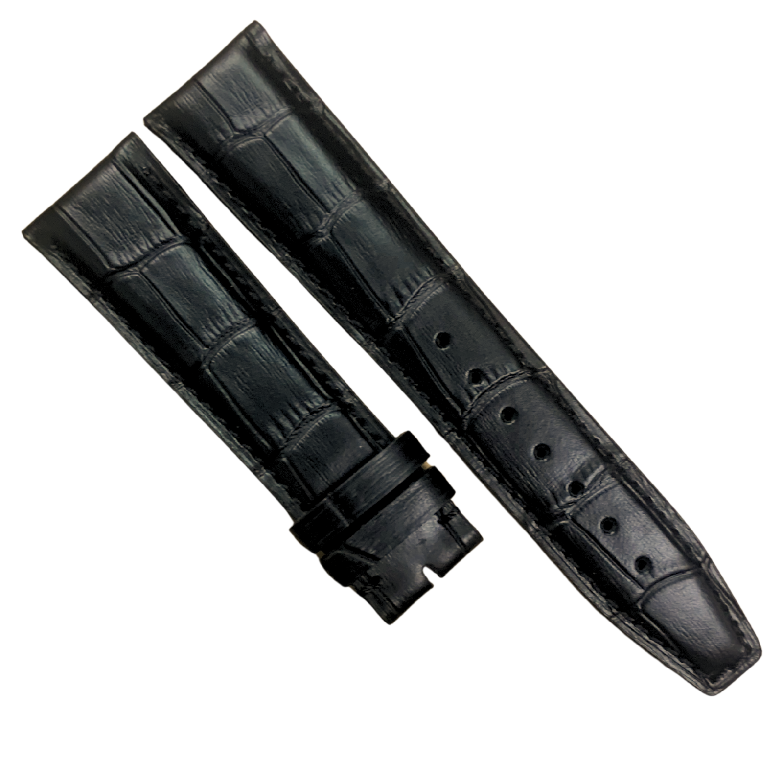 Black Leather Watch Band – Crocodile Pattern Strap | Multiple Sizes - For IWC