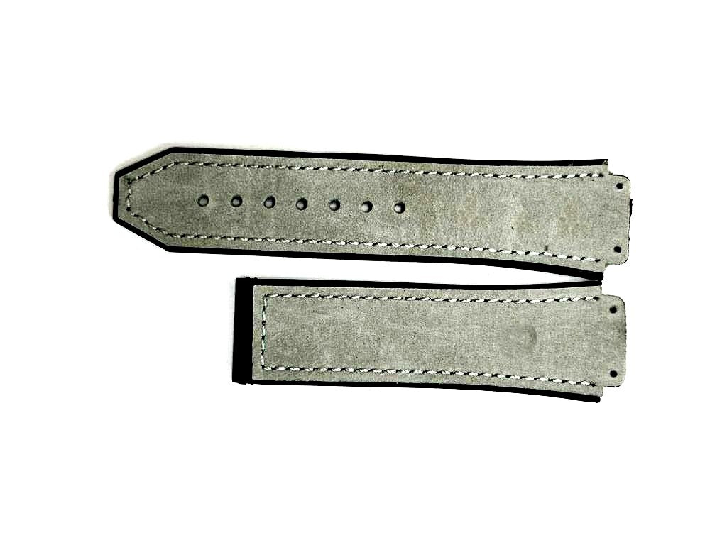 PLAIN SUEDE LEATHER RUBBER WATCH BAND FOR HUBLOT WATCHES OF SIZE 26X22MM