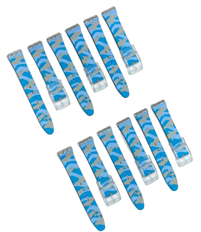 Plastic PVC Watch Band Strap Art Design Swatch Replacement Including Pins 17mm