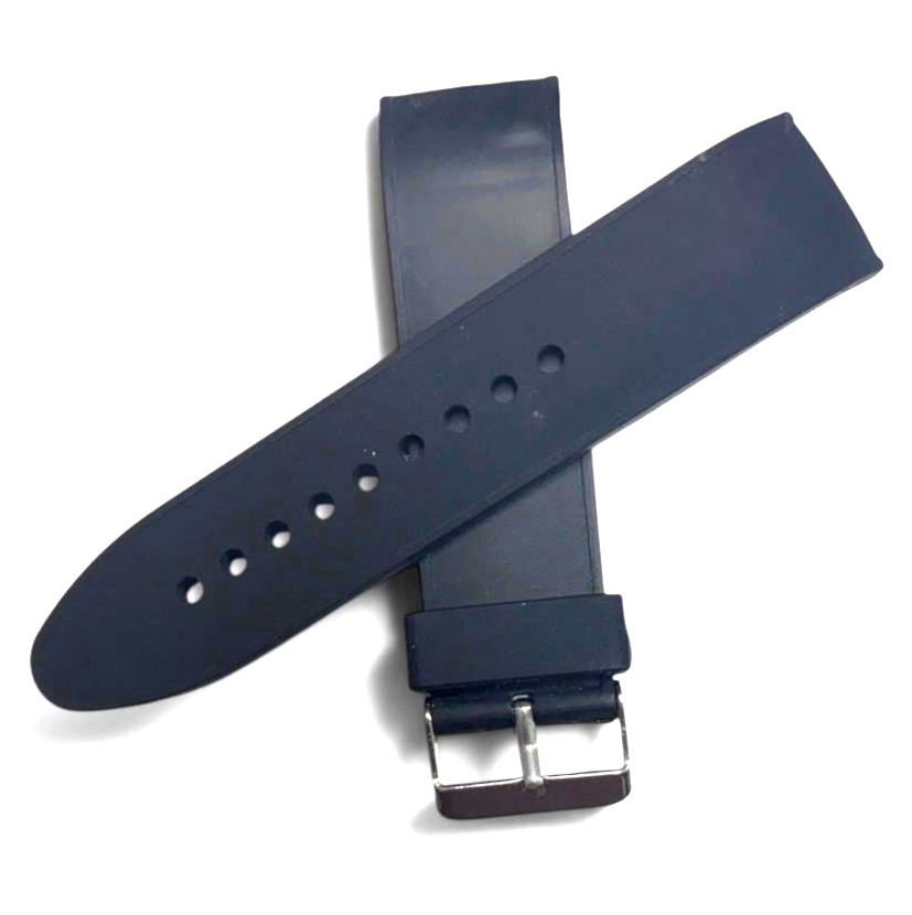 24mm Black Rubber Watch Band Premium Silicone Rubber Strap
