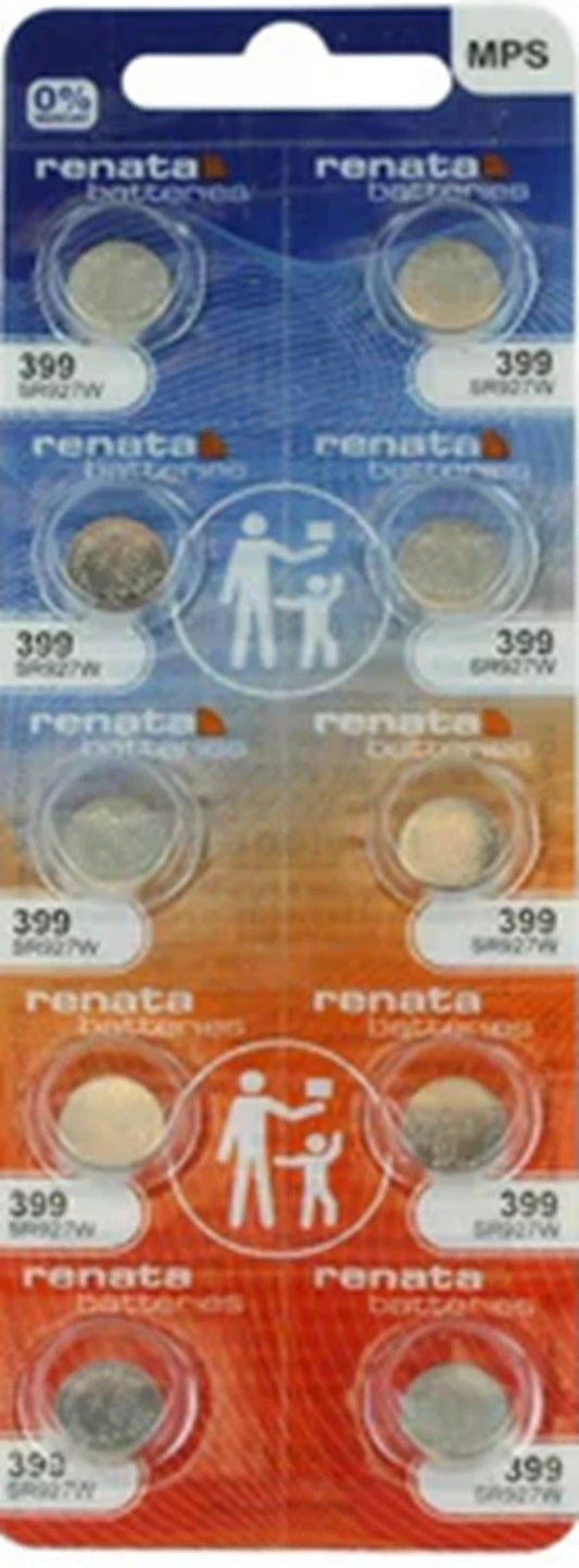 Ten (10)  Renata 399 Watch Battery  SR927W SWISS MADE, 0% MERCURY