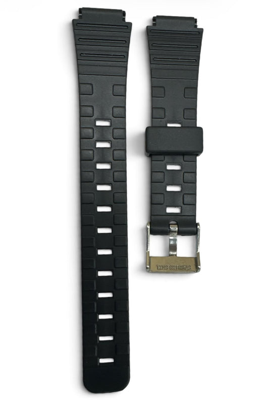 14MM BLACK PLASTIC PVC WATCH BAND FOR CASIO and other watches