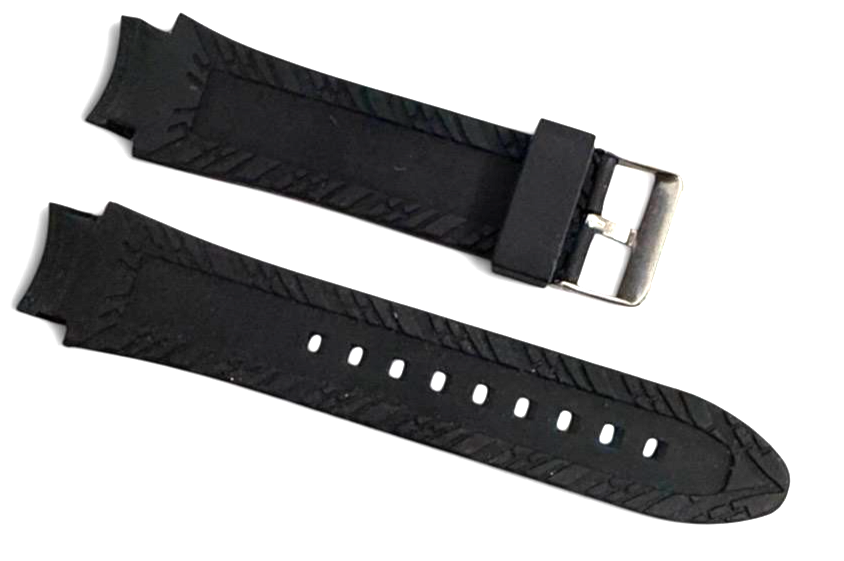 Black Silicone Watch Strap Quick Release 26mm Waterproof Soft Rubber Band