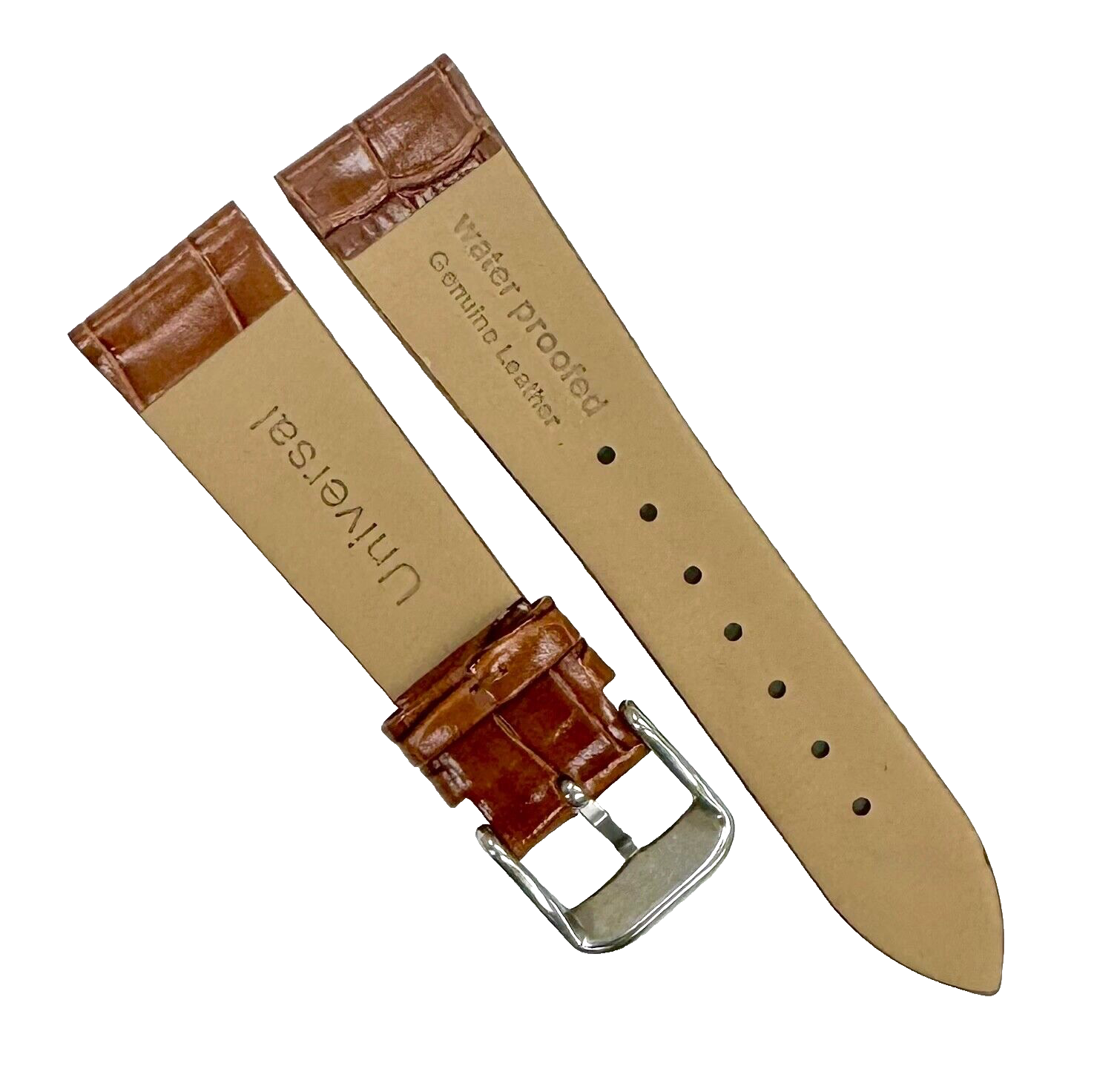 New Watch Band Brown Genuine Leather Alligator Grain (Flat, Short) 18x16MM