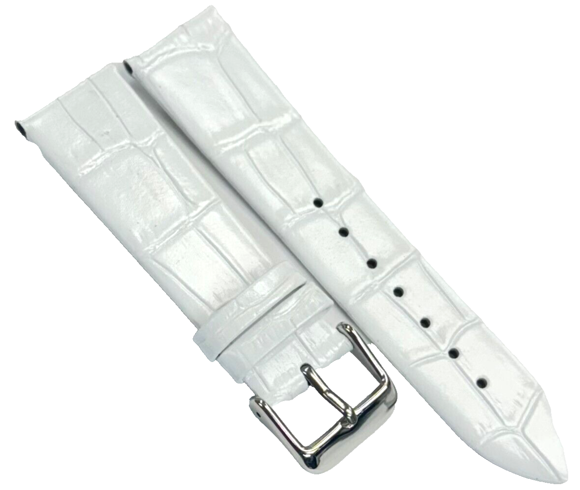 New Watch Band Short 20x18MM Genuine Leather White Alligator Grain Flat Slim