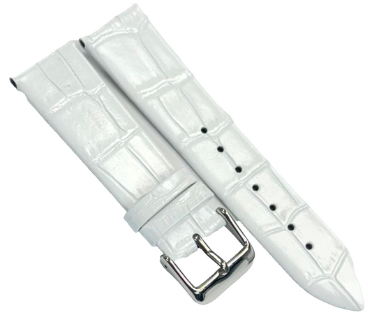 New Watch Band Short 20x18MM Genuine Leather White Alligator Grain Flat Slim