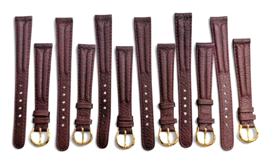 (set of 6)14mm Quality Genuine Leather Padded Burgundy Color Watch Band