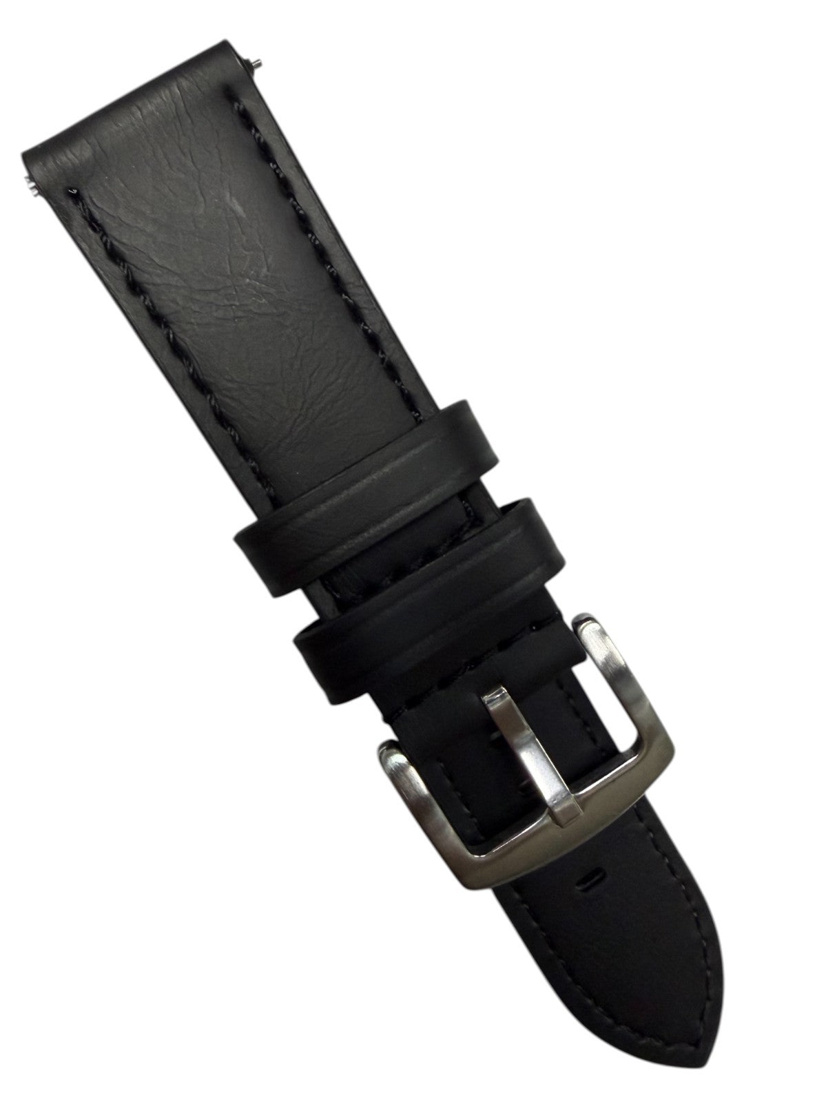 Genuine Leather Black Flat Stitched Watch Band Quick Release Strap 18/20/22/24MM