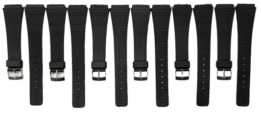 Lot of 6, 19MM PVC Black, Flat & Slim Watch Bands for Casio, Timex, Citizen