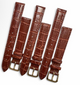 (set of 3) Watch Band D.RED color Genuine Leather Crocodile Grain Padded- 14mm