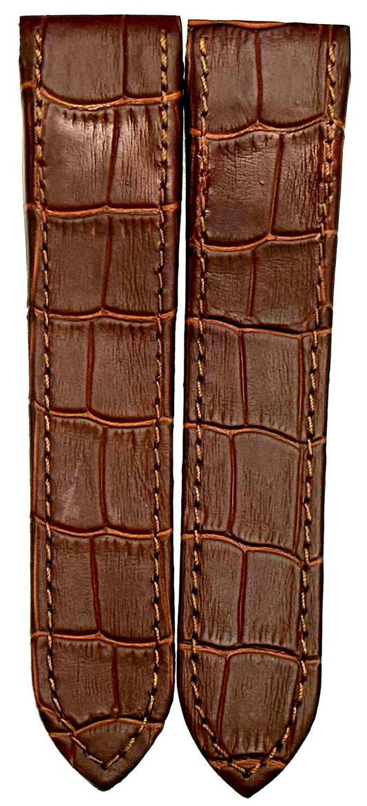 WATCH LEATHER BAND STRAP FOR CARTIER SANTOS 100XL 24.5MM DARK BROWN COLOR