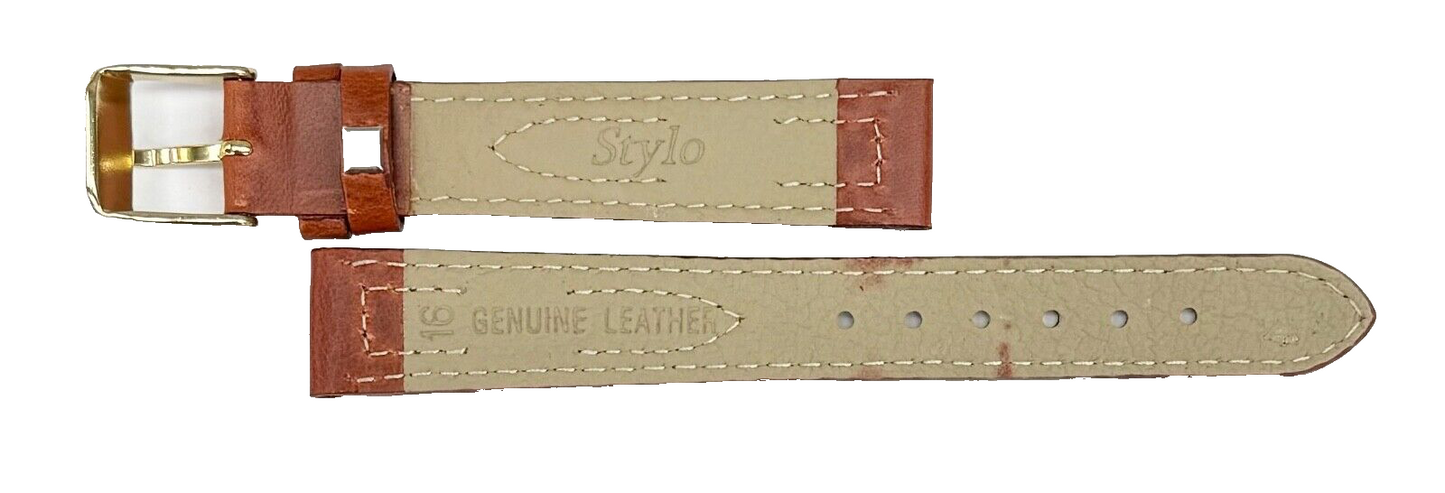 Watch Band L.Brown Genuine Leather , Stitches 16mm, regular