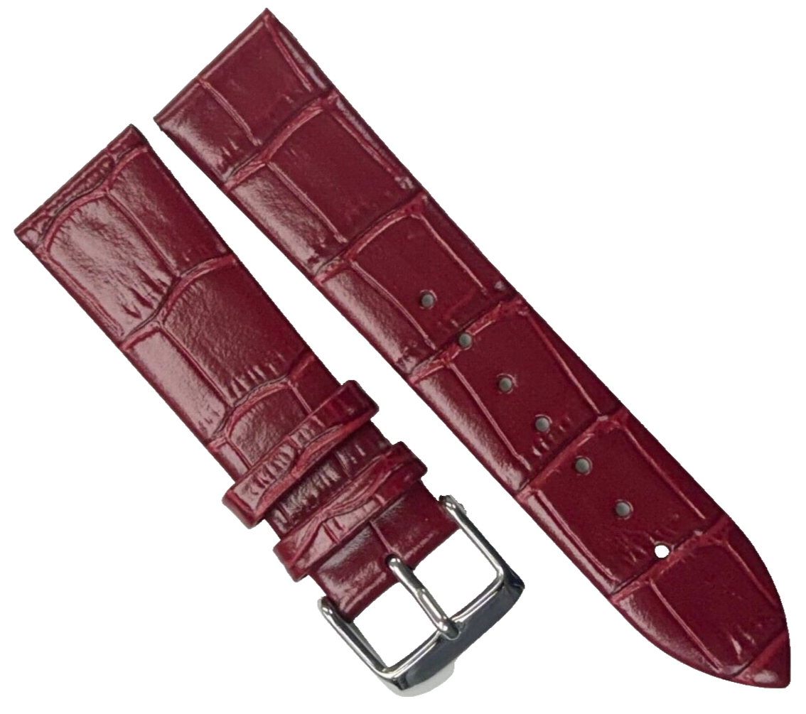 Best Quality,Watch Band Short 20MM Genuine Leather Cherry Red Alligator Grain