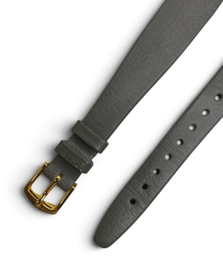 14 mm Genuine Leather Quality Calf Gray Flat Open-Ended Ladies Watch Band
