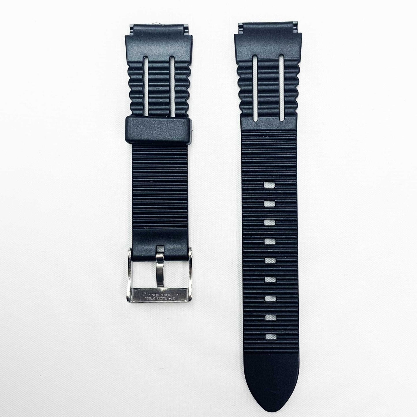 18MM PVC Plastic Watch Band Black 100M Sport for Casio Timex Seiko Citizen Iron