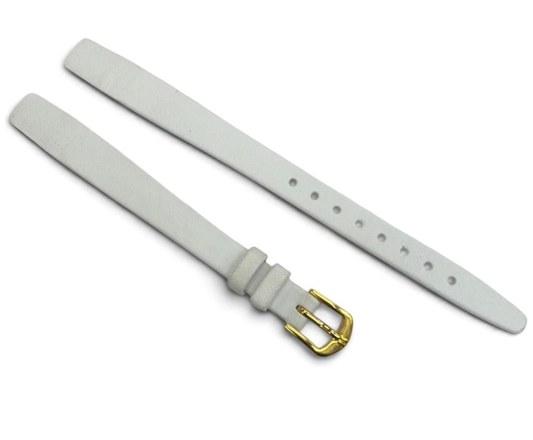 Hirsch black qualitycalf 10 MM open end leather watch band straps-white