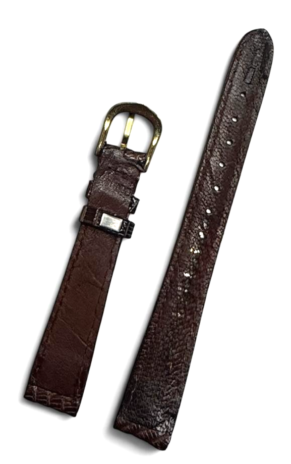 1`4mm Genuine Leather Padded Brown Lizard Grain Watch Band