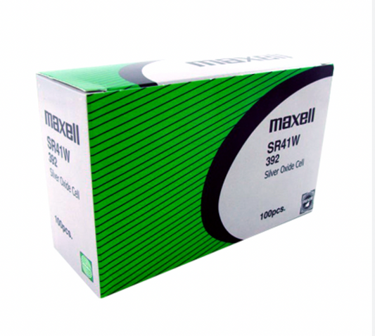 Maxell 392 (SR41W) 1.55V Silver Oxide Watch Batteries – Pack of 100 Batteries