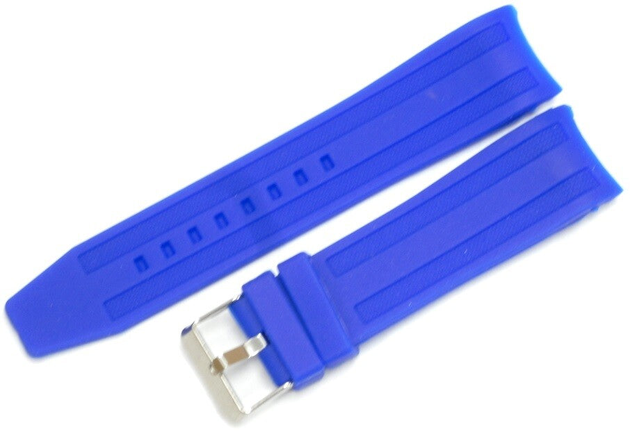 Watch Band Silicone Blue 22MM Curved Ends Fit Sports  Men Watches