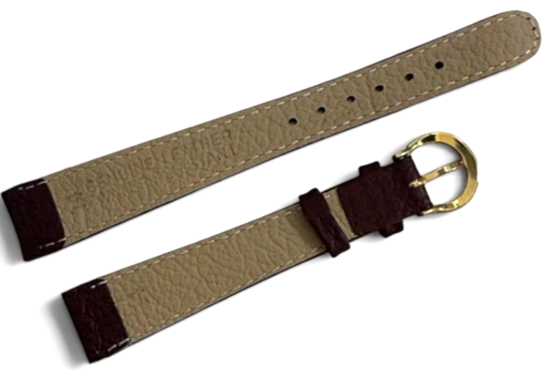 14mm Quality Genuine Leather Padded Burgundy Color Watch Band