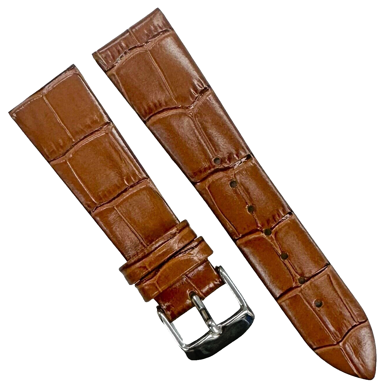 New Watch Band Brown Genuine Leather Alligator Grain (Flat, Short) 20x16MM