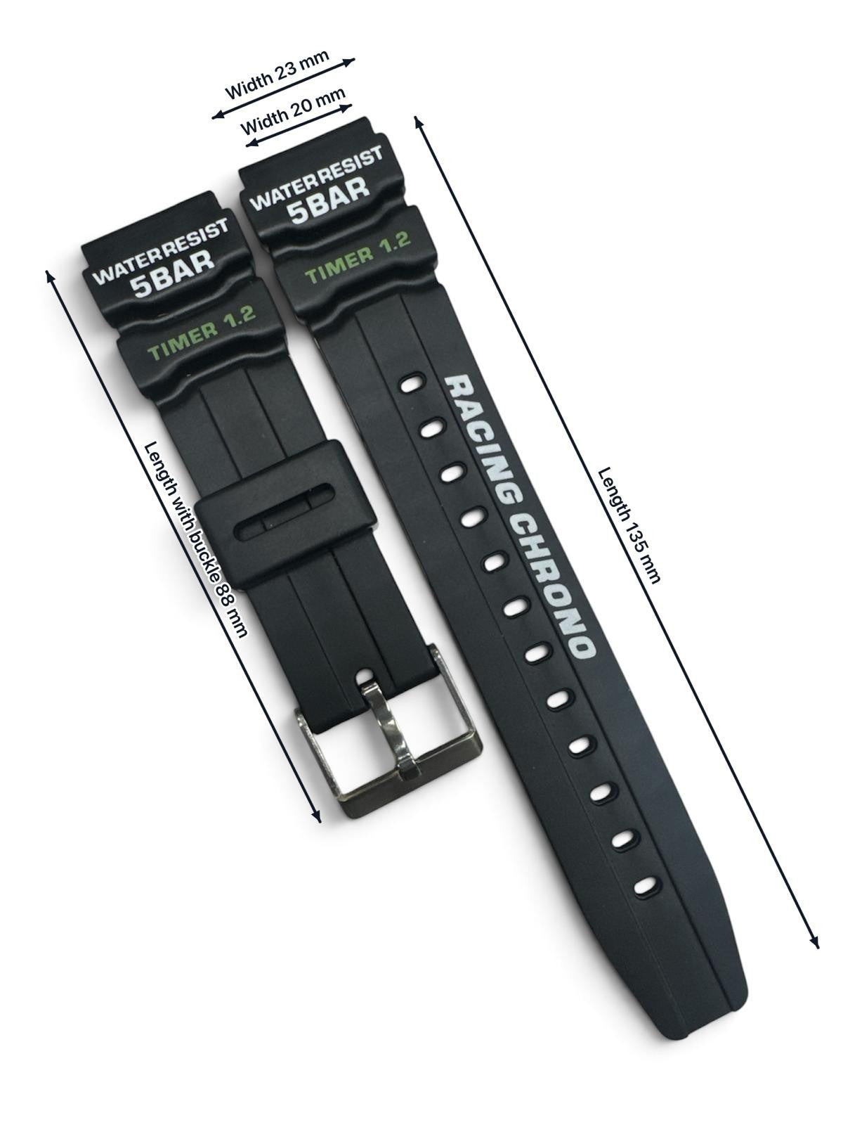 20MM BLACK WATER RESIST WATCH BAND for Seiko, Citizen Diver Sports Watches