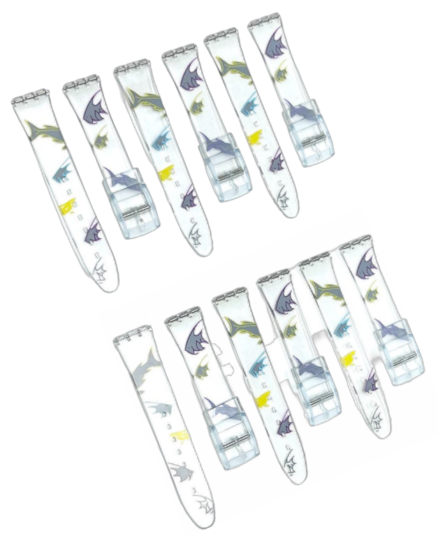 Plastic PVC Watch Band Transparent Art Design Swatch Replacement with Pins 17mm