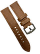 Genuine Leather Tan Flat Stitched Watch Band Quick Release Strap 18/20/22/24mm