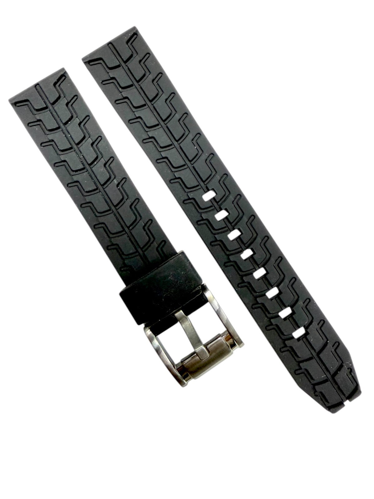 High-Quality Black Silicone Flat Stitched Watch Band – 20/22/24mm Lug Sizes