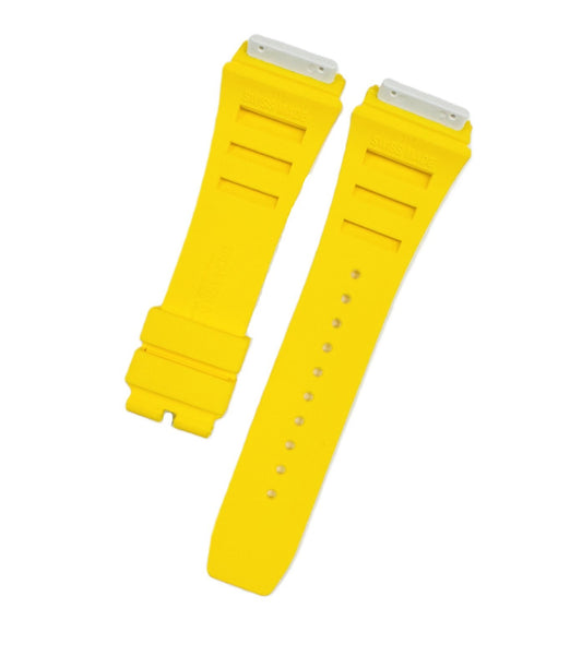 20mm Yellow Color Rubber Watch Band for Richard Mille 11L, Screw-Type Strap